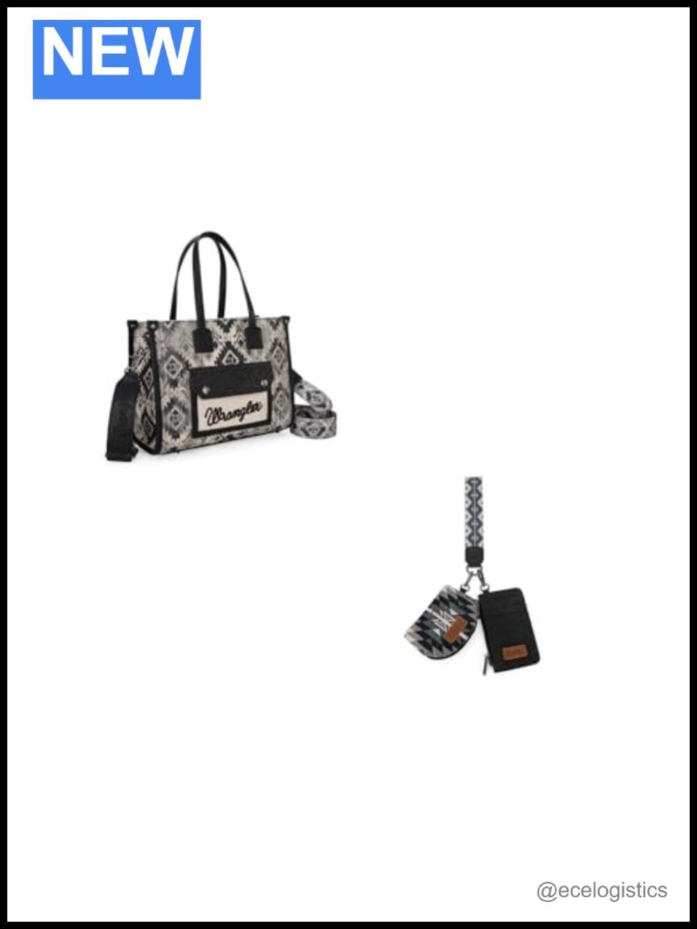 Wrangler Aztec Tote Bag Women Dual Pouch Wristlet Floral Embossed Fashion